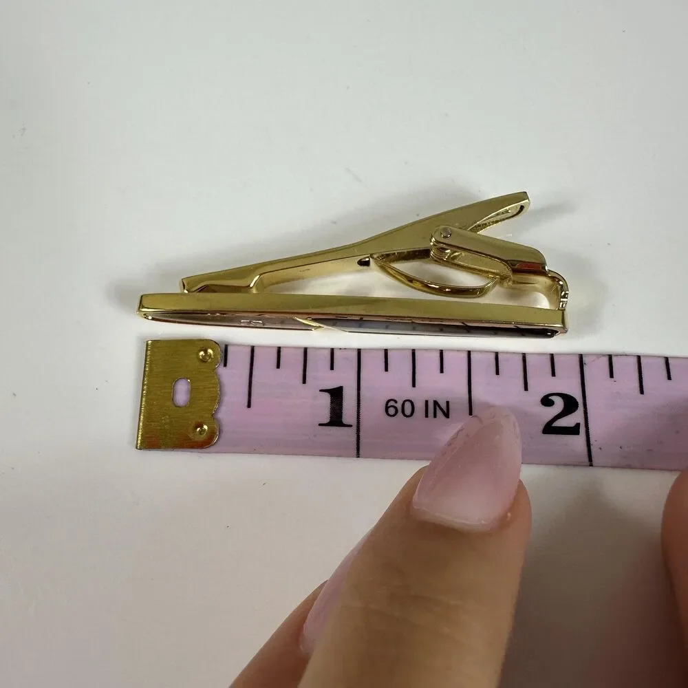 Valentino Garavani Cufflinks Tie Bar Set Mens Gold Mother Of Pearl Shell Logo
